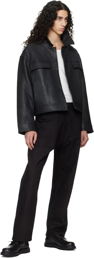 Studio Nicholson Oversized Doyard Leather Jacket In Black