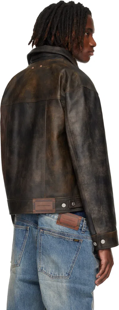 Andersson Bell Brown Leather Patchwork Trucker Jacket In Brown