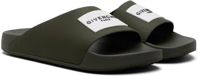 Givenchy Black Sandals With Wide Band And Contrasting Logo Patch In Rubber Man