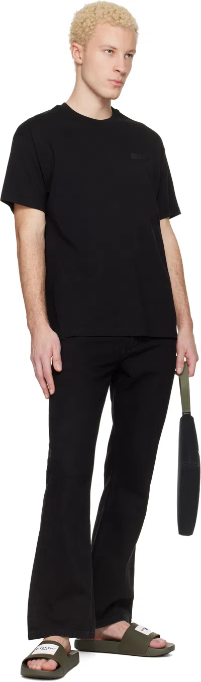 Givenchy Black Sandals With Wide Band And Contrasting Logo Patch In Rubber Man