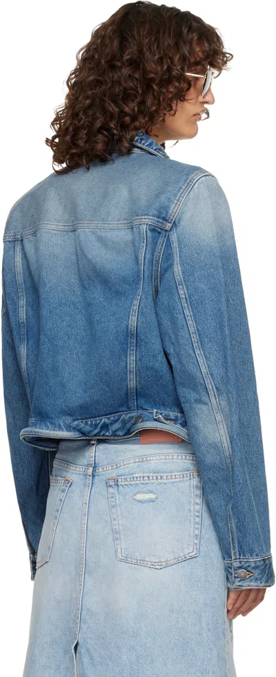 Acne Studios Blue Wavy Denim Jacket In Blue