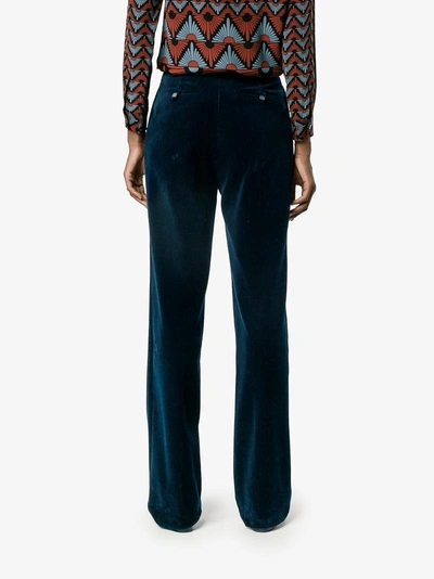 Shop Gucci Ladies Blue Cotton Classic Straight-leg Corduroy Trousers, Size: 42