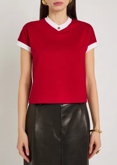 Versace Cotton V Neck Top Short Sleeves Buttons In Multi