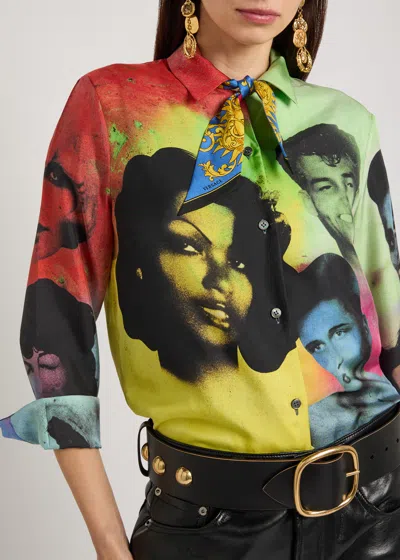Versace Printed Silk-twill Bandeaux In Pattern
