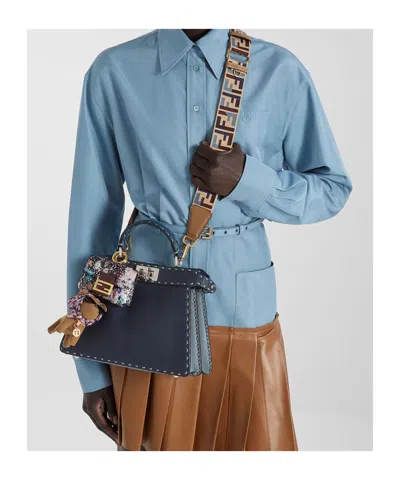 Fendi Logo-pattern Shoulder Strap In Metallic