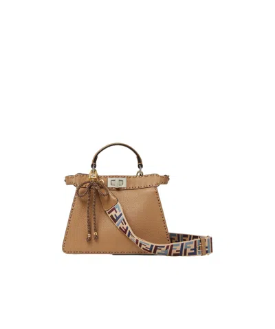 Fendi Logo-pattern Shoulder Strap In Metallic