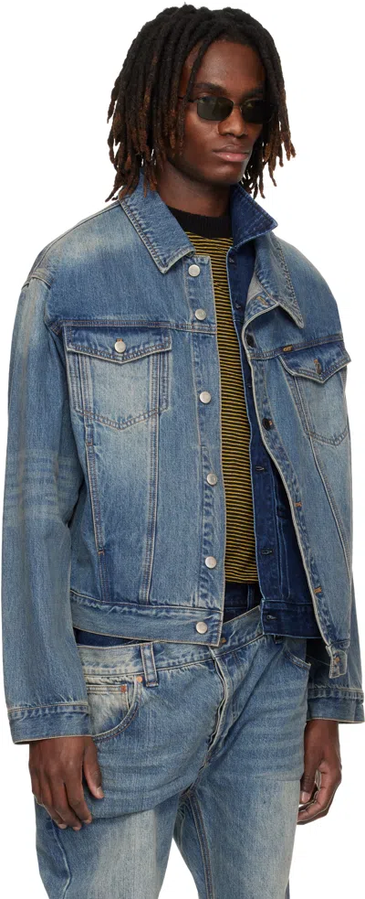 Andersson Bell Blue Asymmetric Layered Denim Jacket In Blue