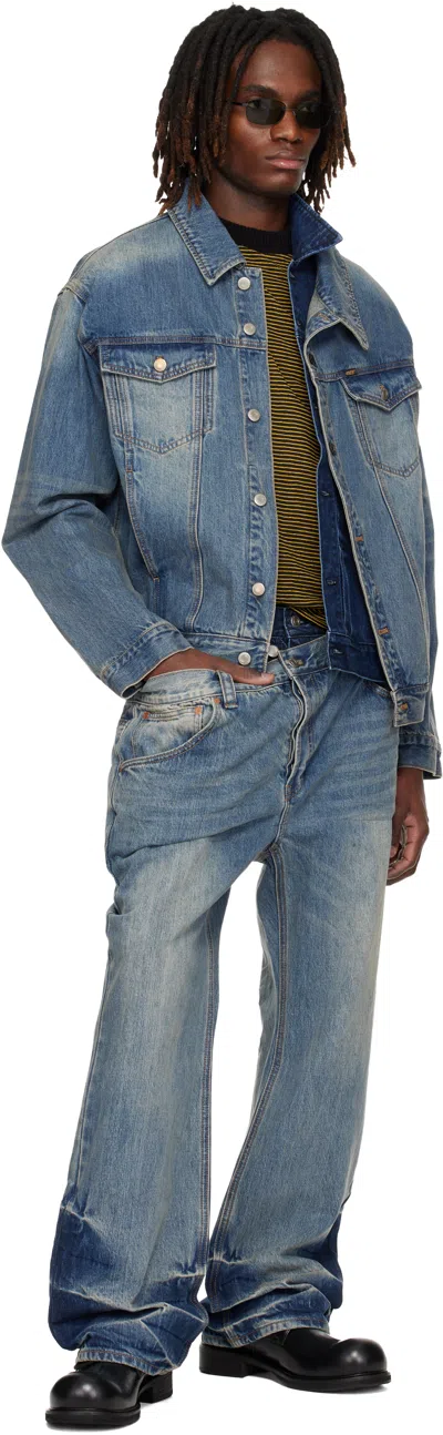 Andersson Bell Blue Asymmetric Layered Denim Jacket In Blue