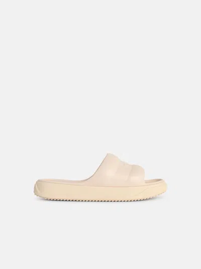 Moncler Platform Logo Slides Open Toe Rubber Sole In White