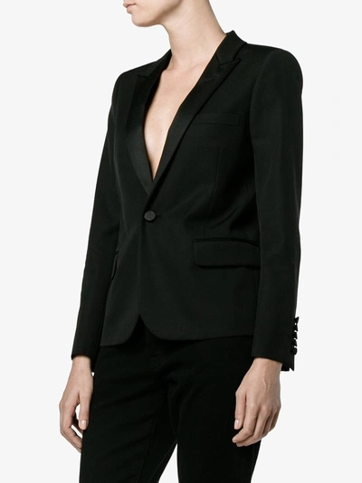 Shop Saint Laurent Iconic Le Smoking Cropped Blazer In Black