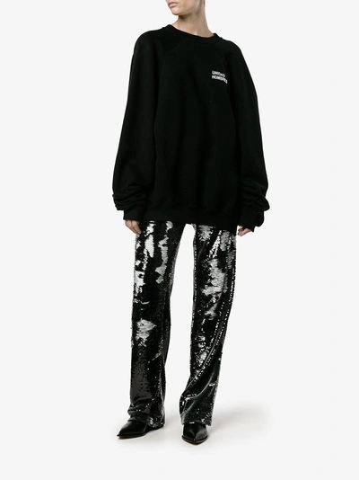 Shop Msgm Sequinned Wide Leg Trousers