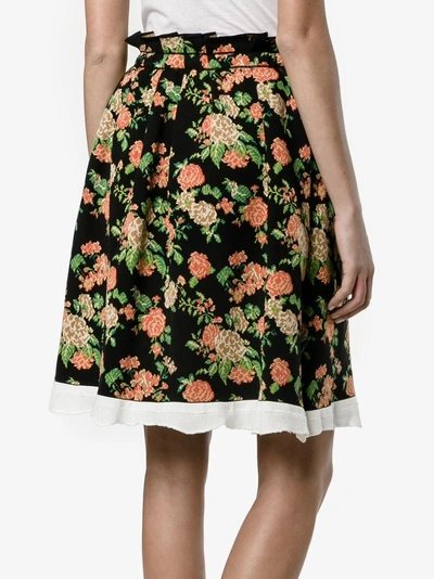 Shop Msgm Flared Floral Skirt