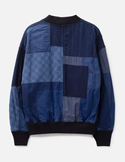 Fdmtl Patchwork Varsity Jacket In Blue