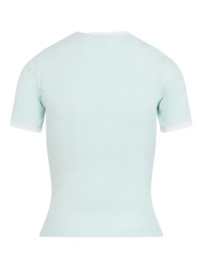 Courrèges Fitted Short-sleeve Top With Contrasting Trim In Blue