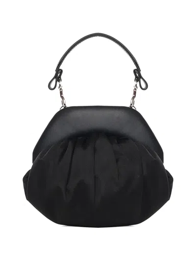 Vivienne Westwood Brooke Black Clutch With Adjustable And Removable Shoulder Strap And Orb Plaque On The Front In Leat
