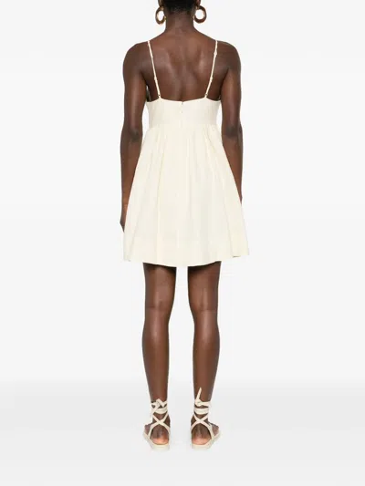 Farm Rio Off-white Coconut Tree Embroidered Euroflax Premium Linen Mini Dress