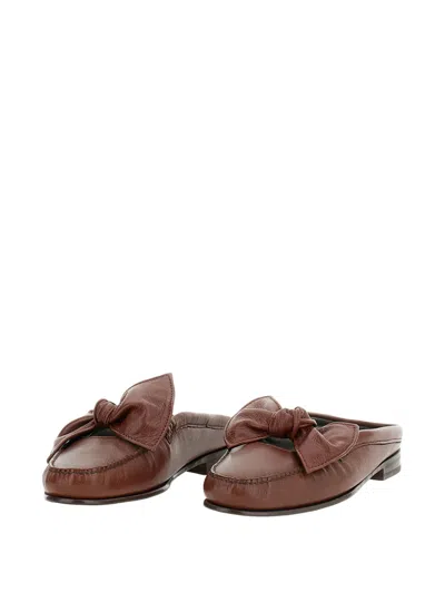 Hereu Chestnut Leather Mules In Brown