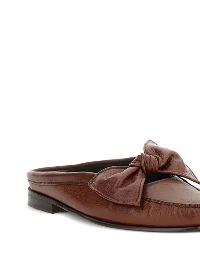 Hereu Chestnut Leather Mules In Brown