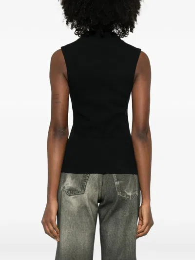 Lemaire Tie-neck Ribbed Stretch-cotton And Linen-blend Jersey Top In White