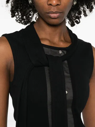 Lemaire Tie-neck Ribbed Stretch-cotton And Linen-blend Jersey Top In White