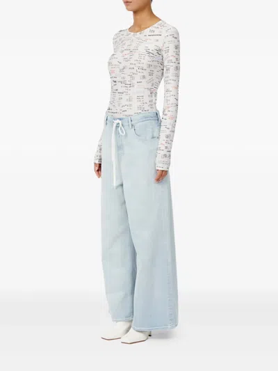 Mm6 Maison Margiela Drawstring Wide Leg Jeans In Blue