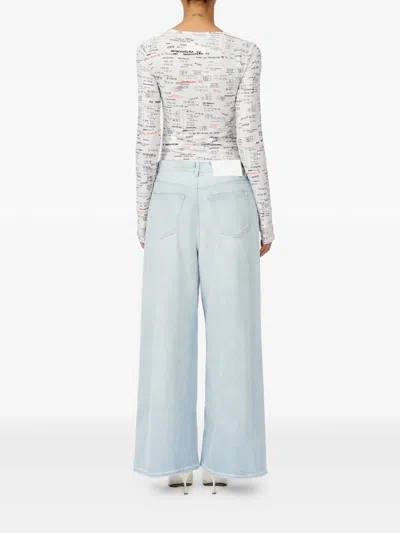 Mm6 Maison Margiela Drawstring Wide Leg Jeans In Blue