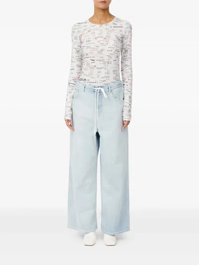 Mm6 Maison Margiela Drawstring Wide Leg Jeans In Blue