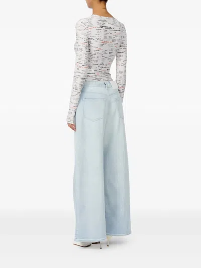 Mm6 Maison Margiela Drawstring Wide Leg Jeans In Blue