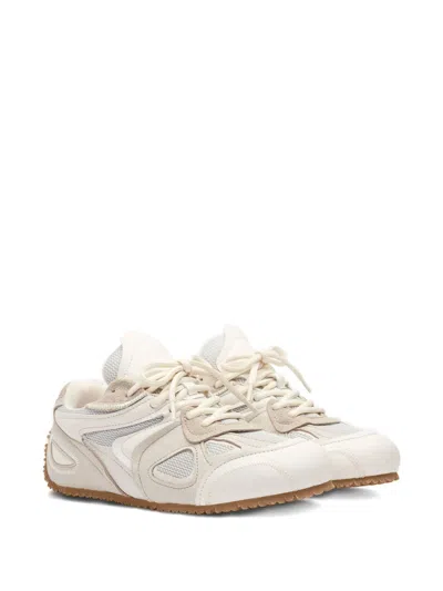 Axel Arigato Slow Runner White And Beige Sneaker With Mesh Inserts And Grooved Sole In Leather And Fabric Woman