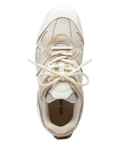 Axel Arigato Slow Runner White And Beige Sneaker With Mesh Inserts And Grooved Sole In Leather And Fabric Woman