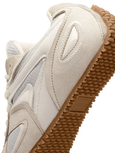 Axel Arigato Slow Runner White And Beige Sneaker With Mesh Inserts And Grooved Sole In Leather And Fabric Woman