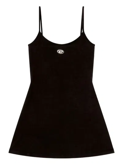 Diesel Mini Dress With Spaghetti Straps And Scoop Neck In Black