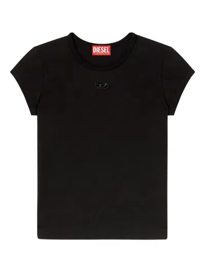 Diesel Women Black Stretch Jersey Logo T-angie-od T-shirt In Black