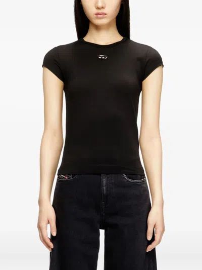 Diesel Women Black Stretch Jersey Logo T-angie-od T-shirt In Black