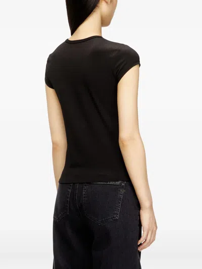 Diesel Women Black Stretch Jersey Logo T-angie-od T-shirt In Black