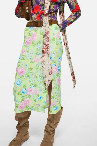 Acne Studios Scarf-detailed Floral-print Crepe Midi Dress In Multi