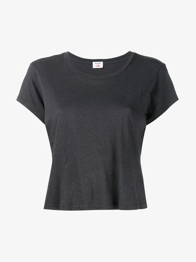 Shop Re/done Cropped Boxy Hanes 'perfect' T-shirt In Grey