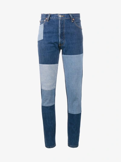 Shop Re/done Patchwork Slim-fit Jeans In Blue