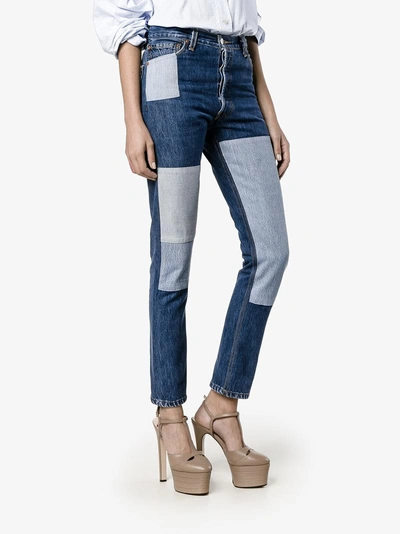 Shop Re/done Patchwork Slim-fit Jeans In Blue