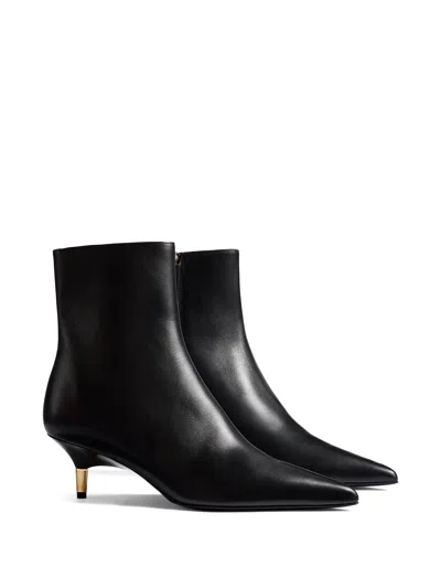 Khaite 55mm Bella Leather Ankle Boots In Black