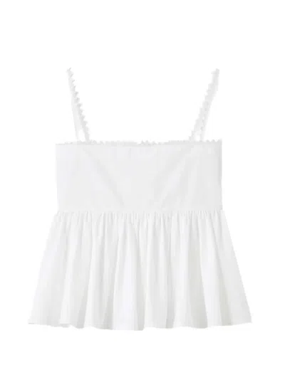 Jacquemus Top Le Haut Traversin White With V-neck And Ruffle Details In Cotton For Women In White