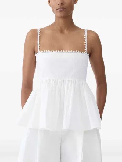 Jacquemus Top Le Haut Traversin White With V-neck And Ruffle Details In Cotton For Women In White