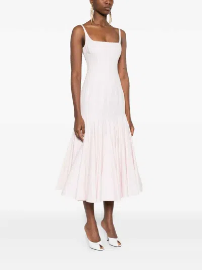 Jacquemus Agave Flared Midi Dress With Square Neckline In Pink