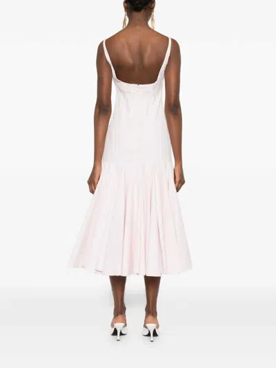 Jacquemus Agave Flared Midi Dress With Square Neckline In Pink