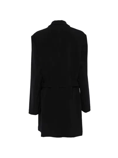 Montecore Double-breasted Coat With Belt In Black