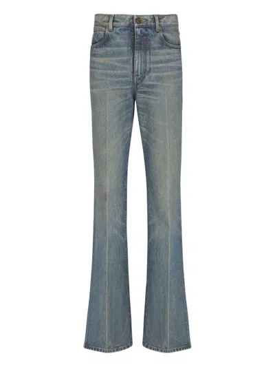 Balmain Flared Denim Trousers Straight Fit Vintage Wash In Blue
