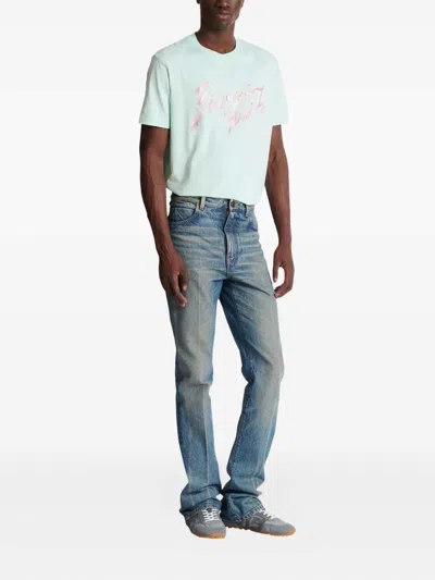 Balmain Flared Denim Trousers Straight Fit Vintage Wash In Blue