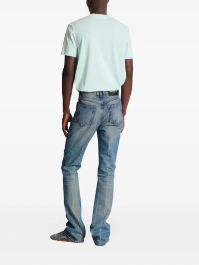 Balmain Flared Denim Trousers Straight Fit Vintage Wash In Blue