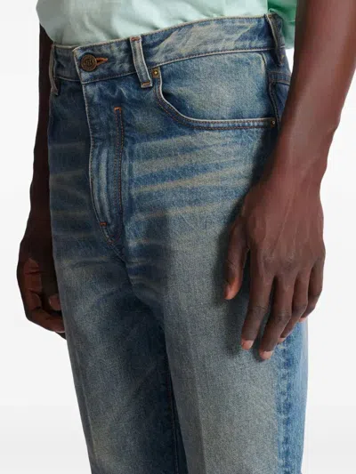 Balmain Flared Denim Trousers Straight Fit Vintage Wash In Blue