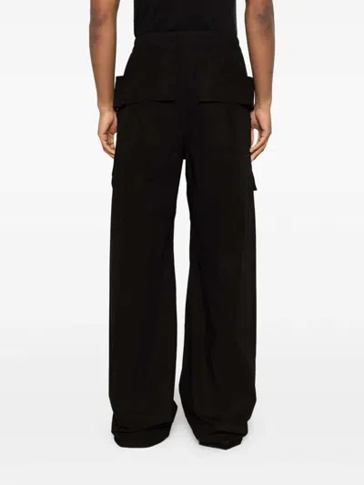 Rick Owens Drkshdw Creatch Wide-leg Cotton-blend Canvas Drawstring Cargo Trousers In Black
